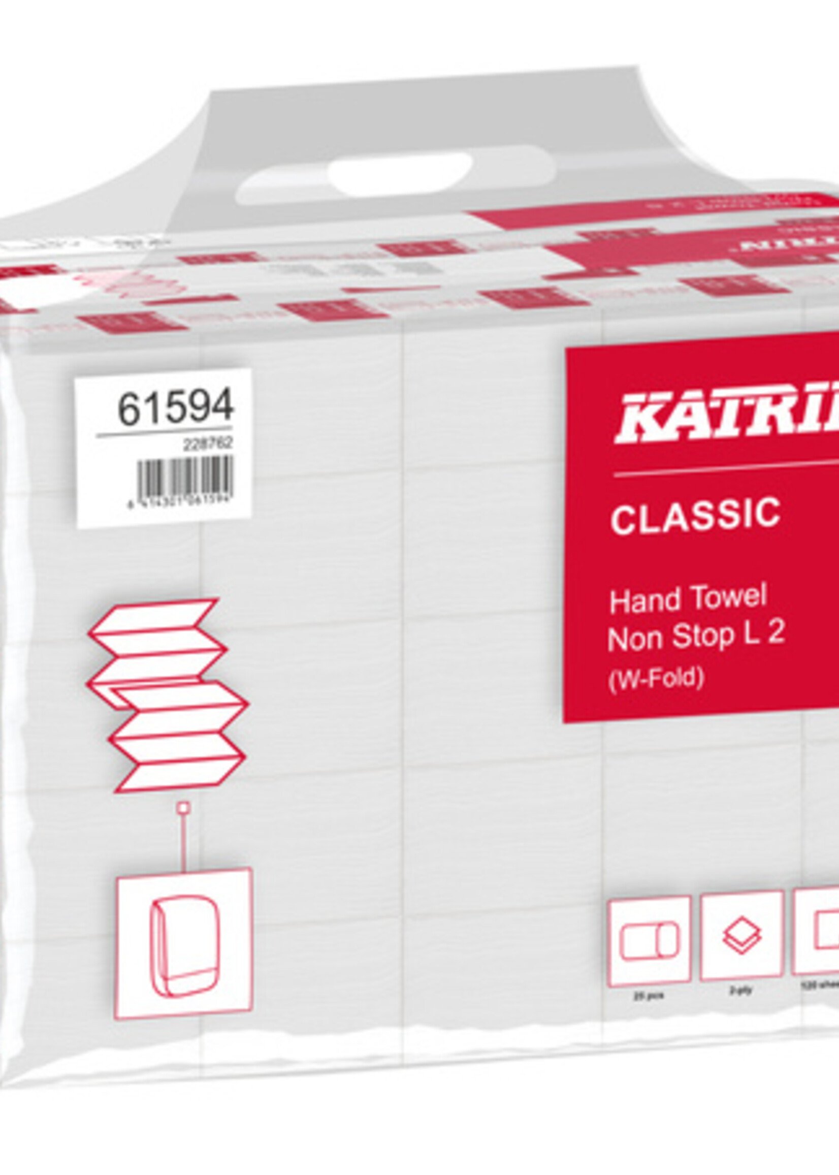Katrin Handdoek Katrin 61594 W-vouw Classic 2laags 20,3x32cm 25x120st