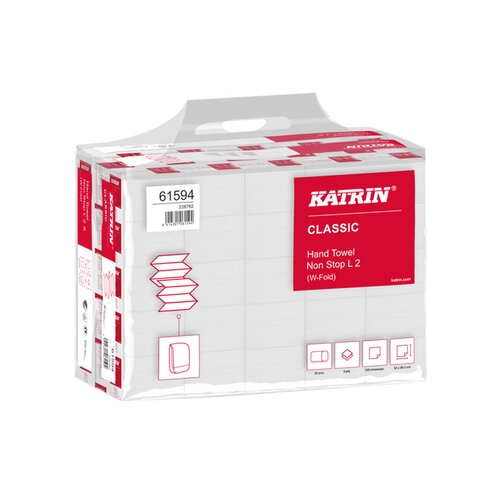 Katrin Essuie-mains Katrin 61594 pli-W Classic 2 épaisseurs 20,3x32cm 25x120pcs