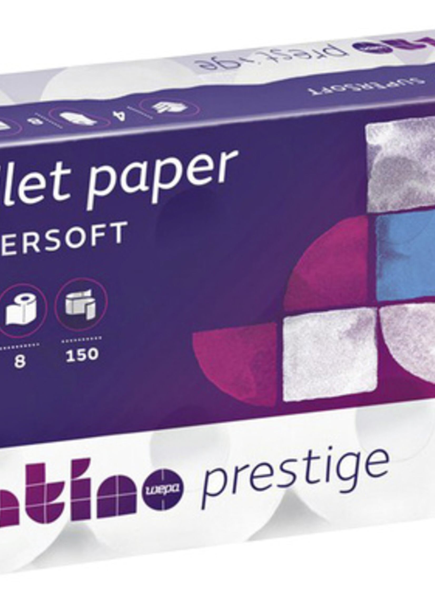 Satino by WEPA Papier toilette Satino Prestige 4 épaisseurs 150 feuilles blanc 8 rouleaux