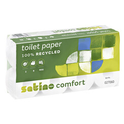 Papier toilette Satino Confort 2 épaisseurs 400 feuilles blanc 8 rouleaux