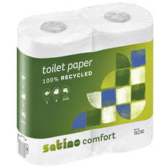 Papier toilette Satino Comfort 2 épaisseurs 200 feuilles Blanc 4 rouleaux