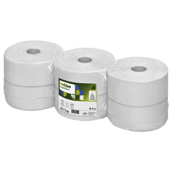 Papier toilette Satino Jumbo 2 épaisseurs 66mmx380m blanc 6 rouleaux