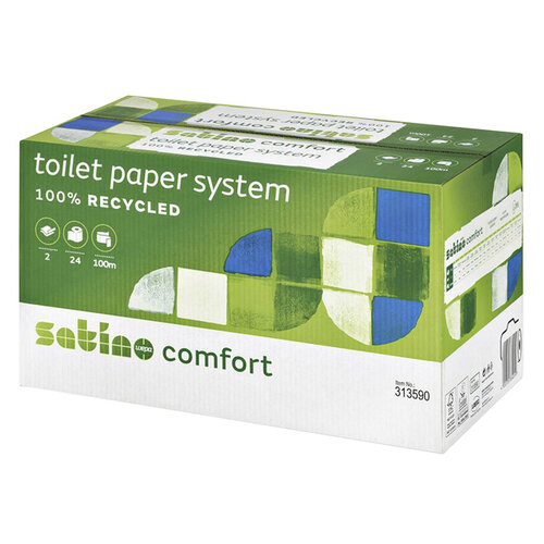 Satino by WEPA Papier toilette Satino Confort 2 épaisseurs 100m rouleau à embout 24 pièces