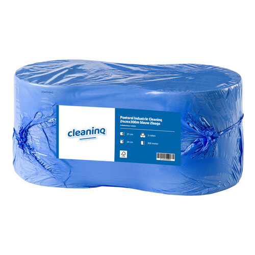 Cleaninq Poetsrol Industrie Cleaninq 24cmx300m blauw 2l