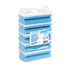 Eponge à récurer Cleaninq avec prise 140x70x42mm bleu/blanc 5 pièces