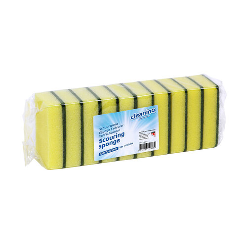 Cleaninq Eponge à récurer Cleaninq jaune/vert 100x70x25mm 10 pièces