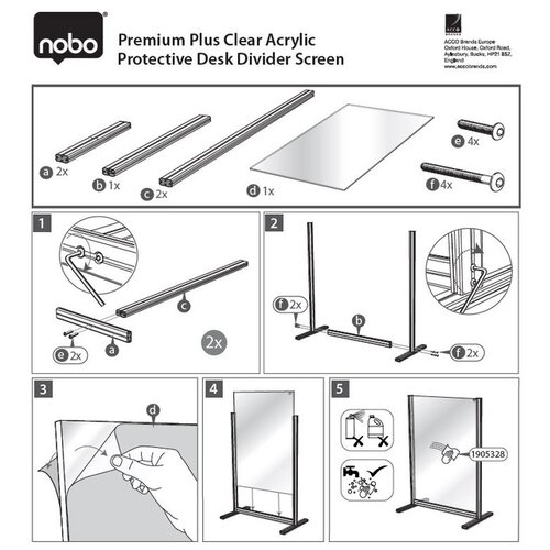 Nobo Extension écran de protection Nobo modulaire acrylique transparent 400x1000mm