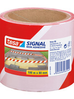 Tesa Ruban de signalisation Tesa 58137 80mmx100m rouge/blanc