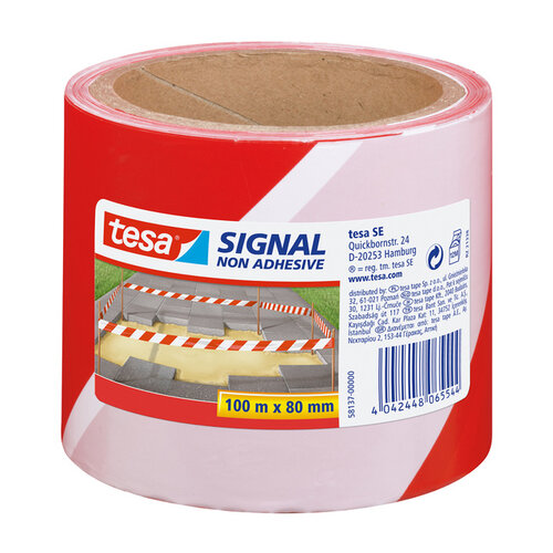 Tesa Signaallint Tesa 58137 80mmx100m rood/wit