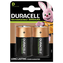 Batterij oplaadbaar Duracell 2xD 3000mAh Plus