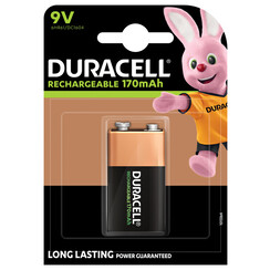 Pile rechargeable Duracell 9V 170mAh staycharged