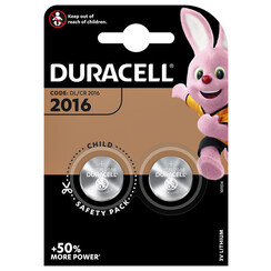 Pile bouton Duracell CR2016 lithium Ø20mm 3V-90mAh