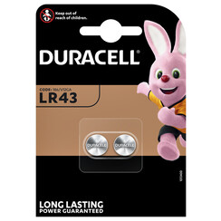 Batterij Duracell knoopcel 2xLR43 alkaline Ø11,6mm 2 stuks