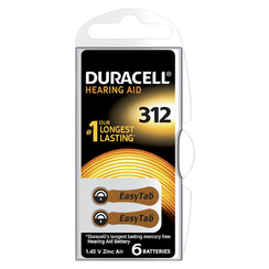 Batterij Duracell Hearing DA312 Ø7,9mm 180mAh 6 stuks