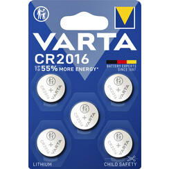 Pile bouton Varta CR2016 lithium blister de 5 pièces