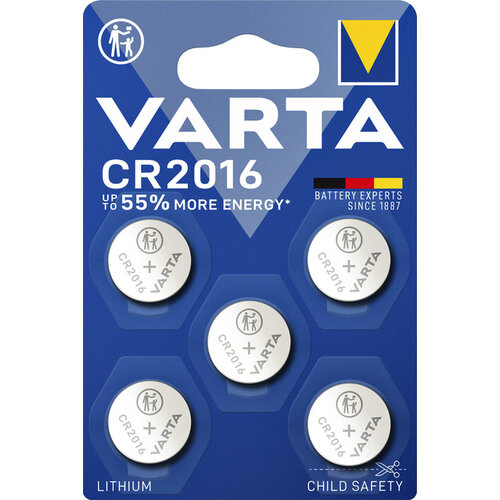 Varta Batterij Varta knoopcel CR2016 lithium blister à 5stuk