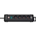 brennenstuhl Stekkerdoos Brennenstuhl Premium 4-voudig 1,8m zwart kabel H05VV-F 3G1,5 FR/BE