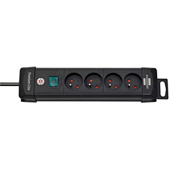 Multiprise Brennenstuhl Premium 4 prises câble 1,8m noir H05VV-F 3G1,5 FR/BE