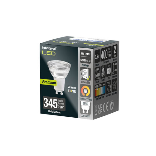 Integral Spot LED Integral GU10 1800-2700K blanc chaud 3,6W 380lumen