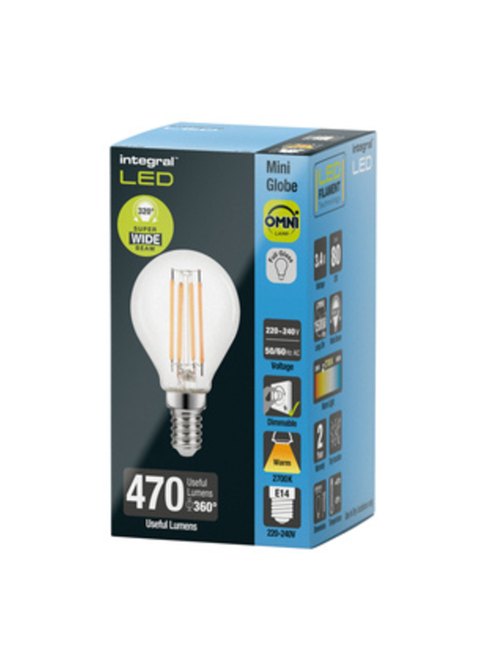 Integral Ampoule LED Integral E14 2700K blanc chaud 3,4W 470 lumen