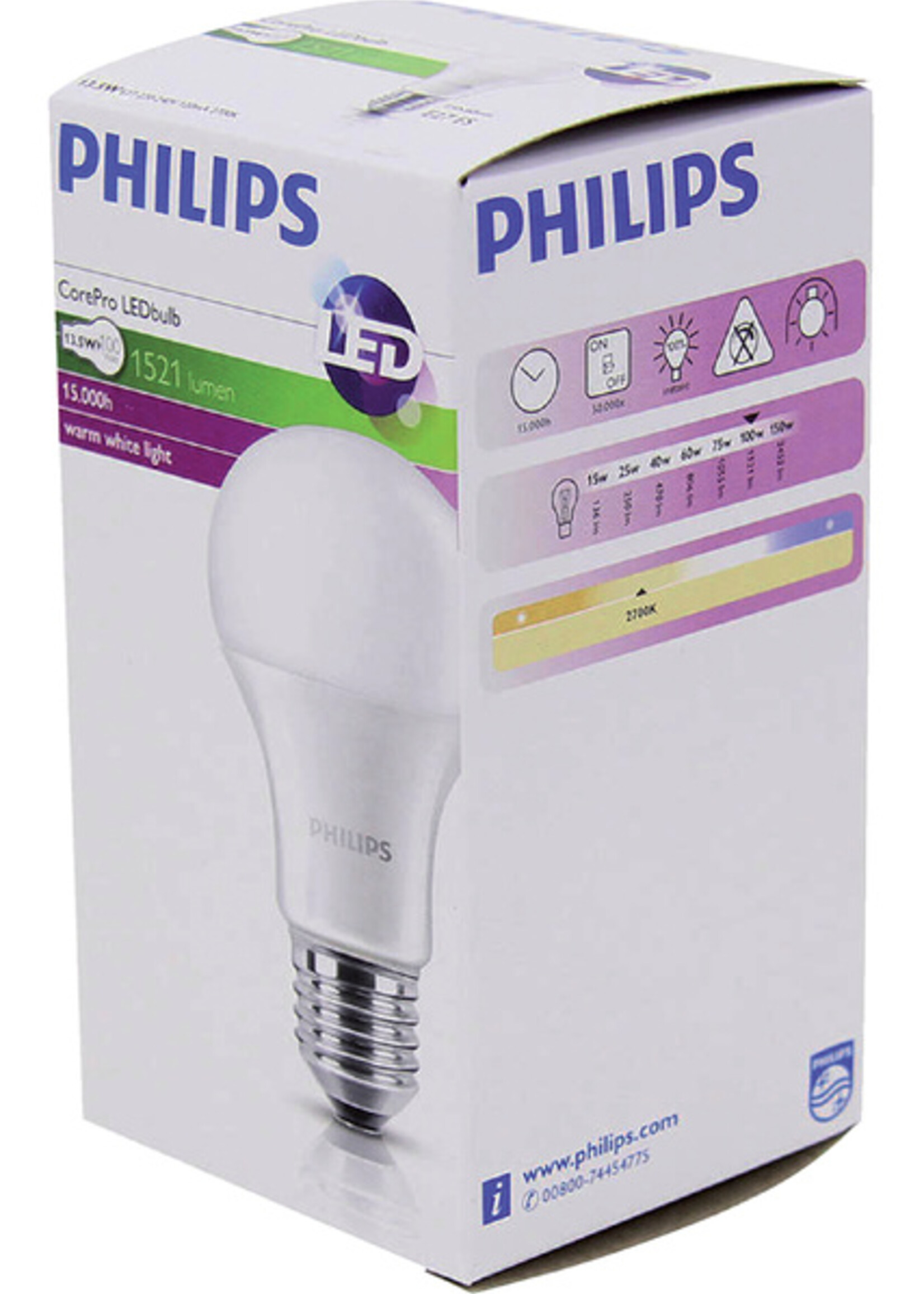 Philips Ampoule LED Philips CorePro LEDbulb E27 13,5W=100W 1520Lumen