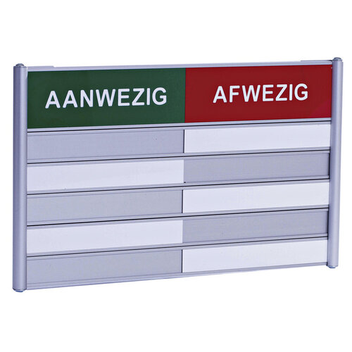 Posta Aan- afwezigheidsbord voor 5 namen