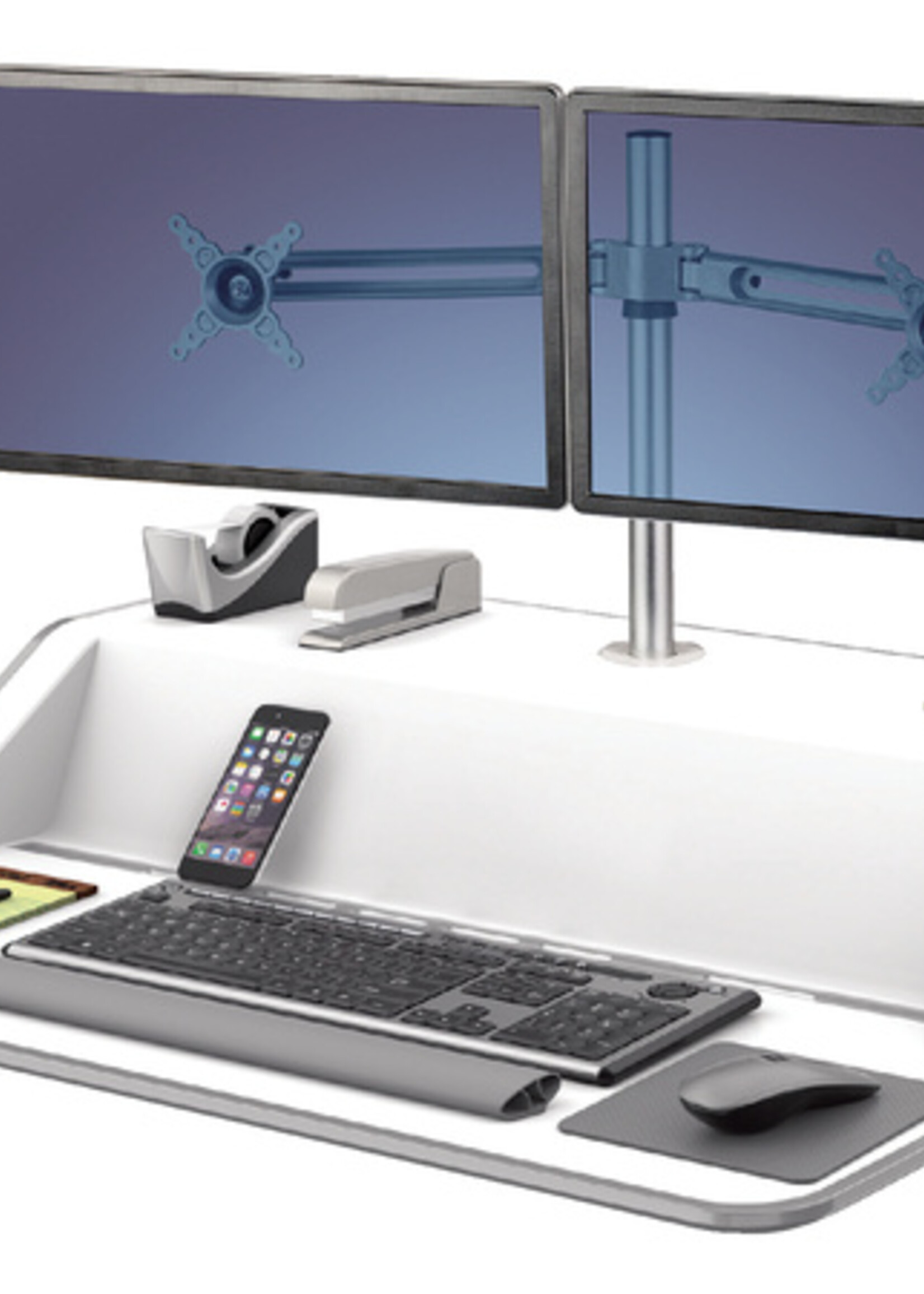 Fellowes Zit-Sta monitorarm Fellowes dubbel zwart