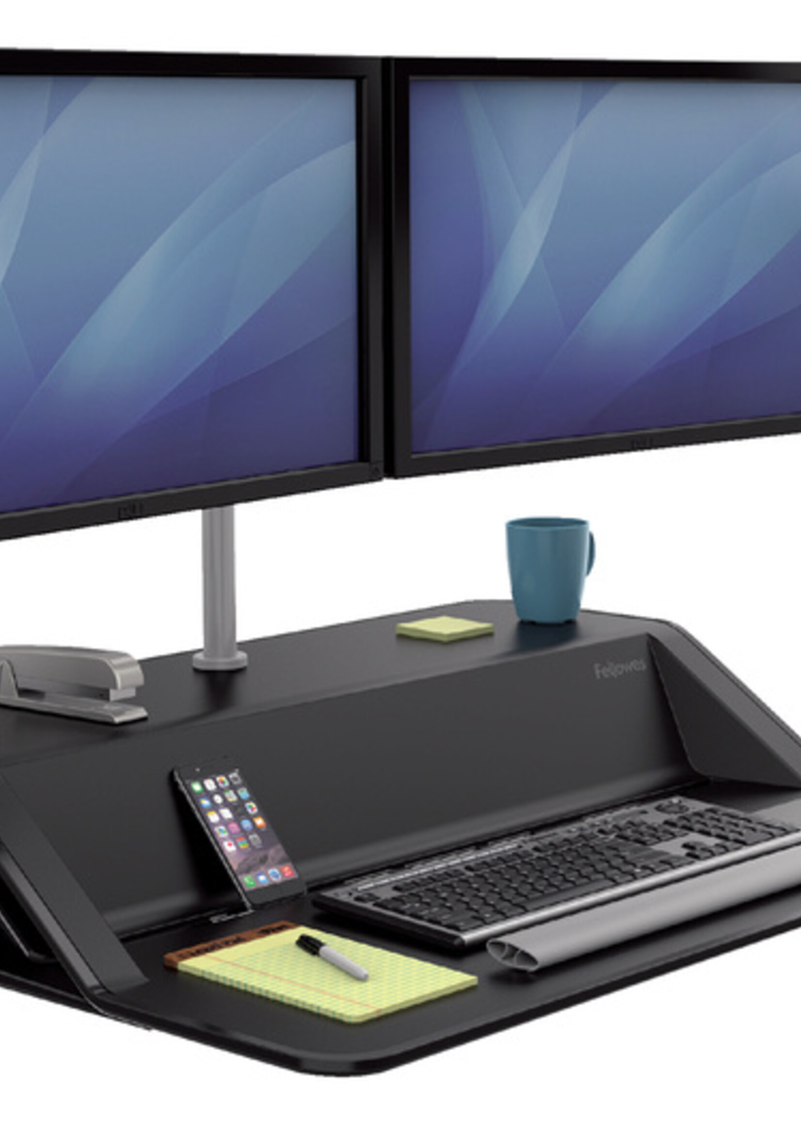 Fellowes Zit-Sta monitorarm Fellowes dubbel zwart