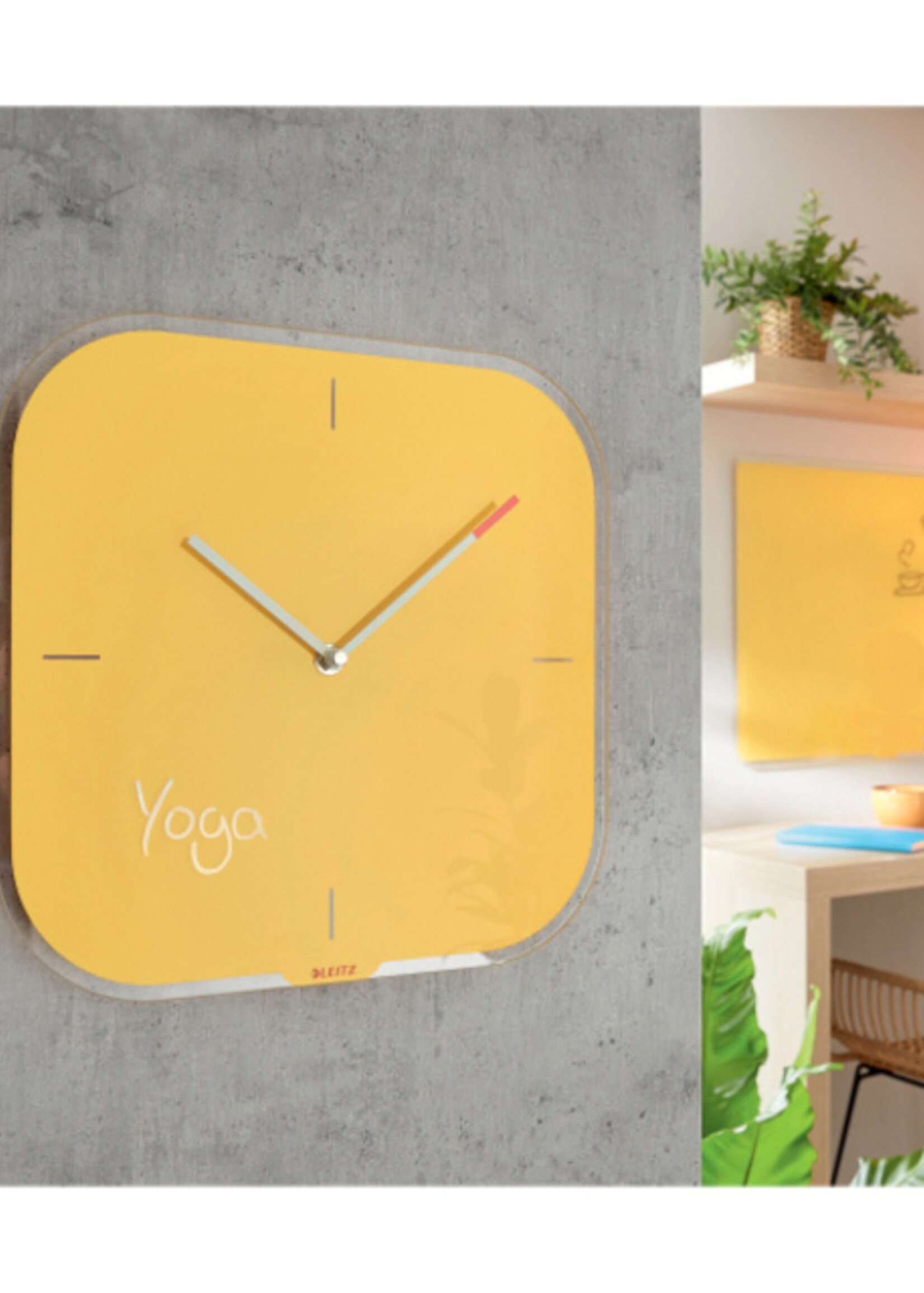 Leitz Horloge murale Leitz Cosy en verre jaune