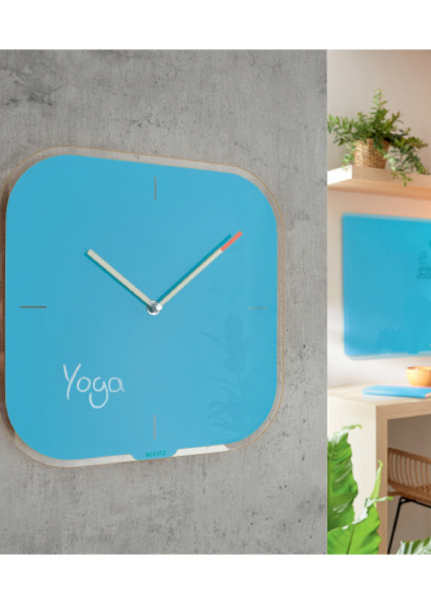 Leitz Horloge murale Leitz Cosy en verre bleu