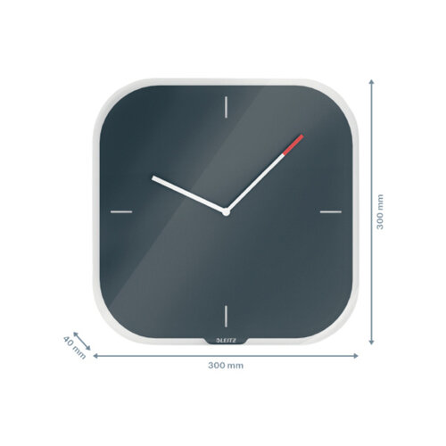 Leitz Horloge murale Leitz Cosy en verre gris