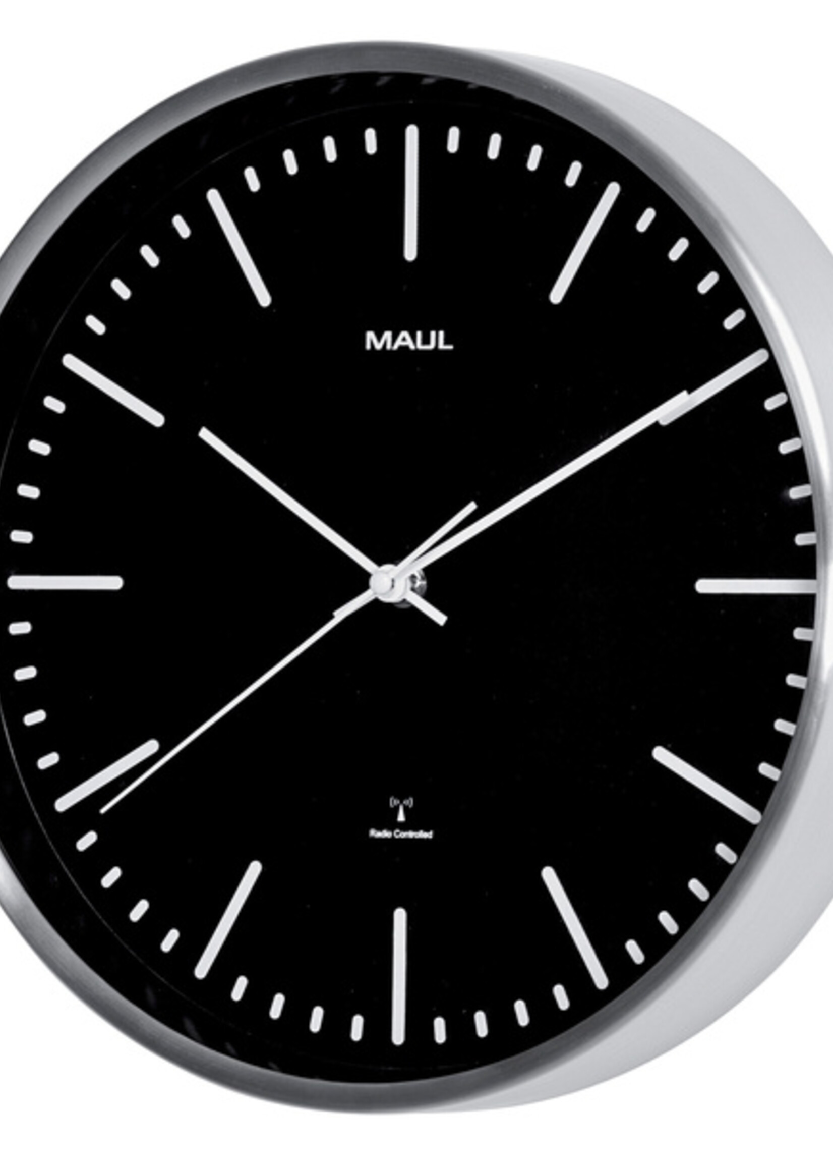 MAUL Wandklok MAUL Fly RC Ø30,5x4.5cm aluminium/zwart incl.batterij