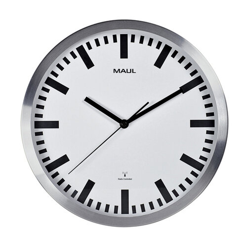 MAUL Horloge murale MAULpilot Ø30,5x4,5cm aluminium/blanc avec pile