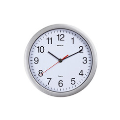 Horloge murale MAULrun quartz Ø25x5cm plastique argent/blanc