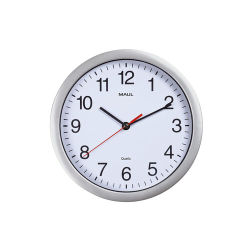 MAUL Horloge murale MAULrun quartz Ø25x5cm plastique argent/blanc