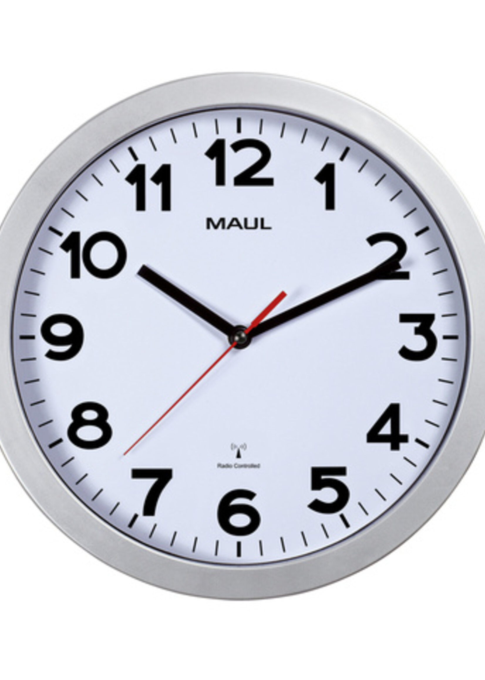 MAUL Horloge murale MAULstep RC Ø30x5cm plastqiue argent/blanc