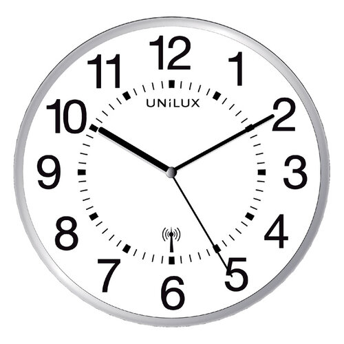 UNILUX Horloge murale Unilux Wave radio-contrôlée Ø30cm gris argenté/blanc