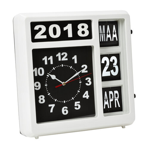 Perel Horloge murale Perel Flipover 31cm noir/blanc