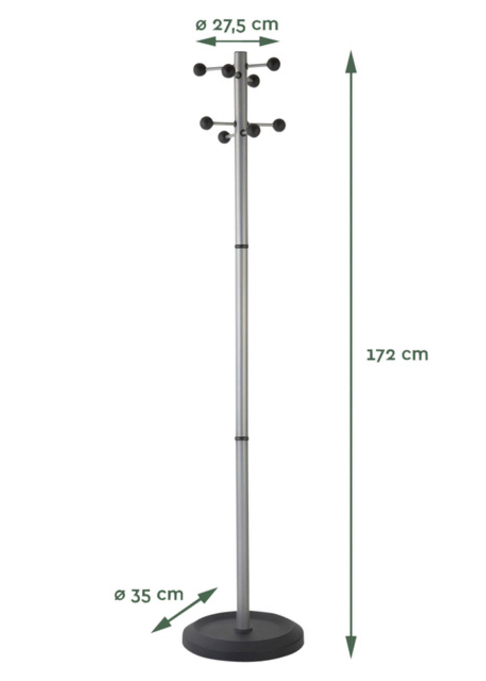 Portemanteau BRASQ Monaco sur pied argenté/noir