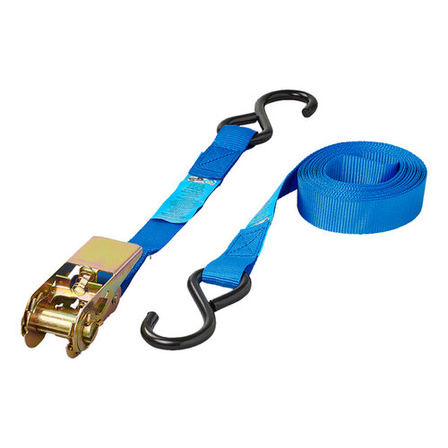 ProPlus Spanband ProPlus blauw met ratel en 2 haken 5m