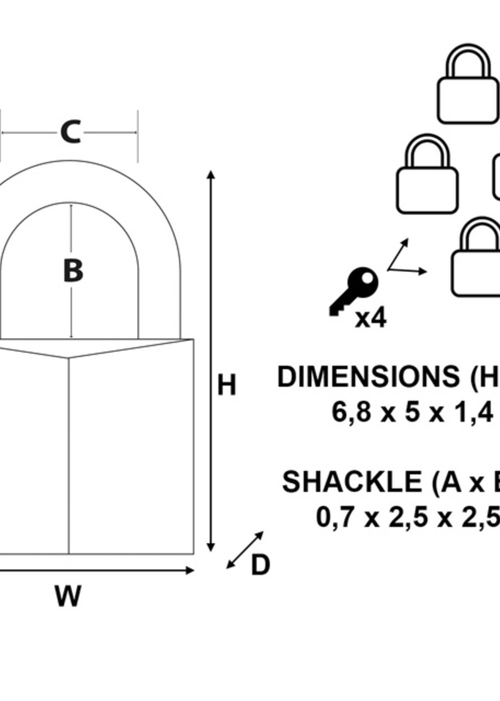 Master Lock Hangslot MasterLock 4 gelijksluitend messing 50mm