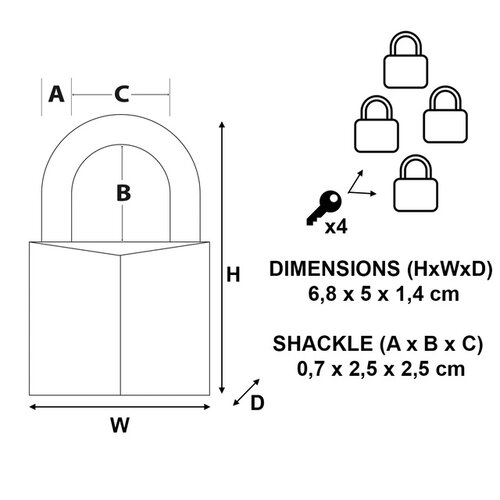 Master Lock Cadenas Master Lock 4 verrouillage égal laiton 50mm