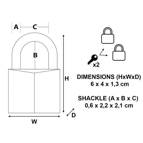 Master Lock Cadenas Master Lock 2 verrouillage égal laiton 40mm