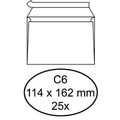 Enveloppe Quantore C6 114x162mm autocollante blanc 25pcs