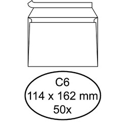 Enveloppe Quantore C6 114x162mm autocollante blanc 50pcs