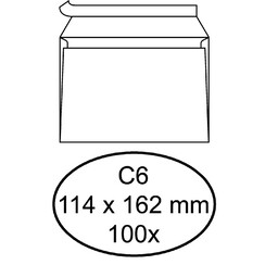 Enveloppe Quantore C6 114x162mm autocollante blanc 100pcs