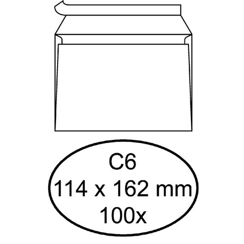 Quantore Enveloppe Quantore C6 114x162mm autocollante blanc 100pcs