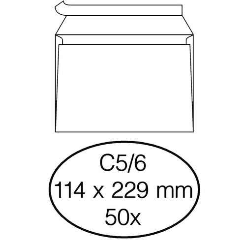 Quantore Envelop Quantore bank C5/6 114x229mm zelfklevend wit 50stuks