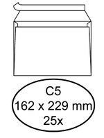 Quantore Enveloppe Quantore C5 162x229mm autocollante blanc 25pcs