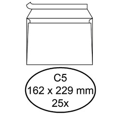 Enveloppe Quantore C5 162x229mm autocollante blanc 25pcs